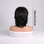 10-inch Elegant Black Short Hair, a Beautiful Daily Wig for Ladies, Made of Synthetic Fiber. Suitable for Vacations, Daily Use, and Fashion Styles, This Synthetic Fiber Wig Is Also Applicable to Music Festivals and Carnivals.