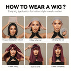 16 Inch Women's White & Golden Highlights Wig - Full Head Straight Hair with Bangs, -Resistant Synthetic Fiber for Cosplay, Daily Use Suitable for Work\u002FSchool, Volume & Scalp Coverage (No Visible)