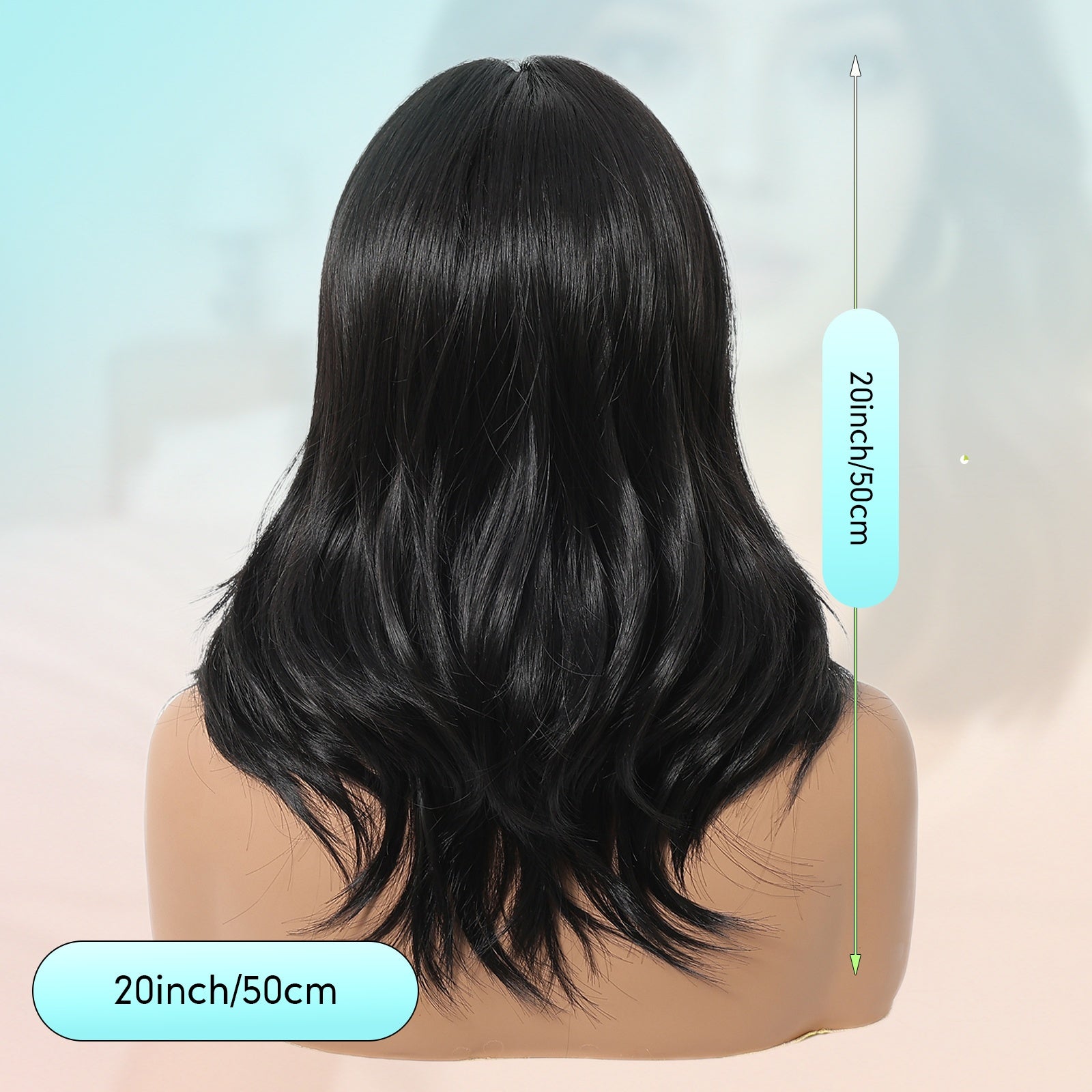 20 Inch Black Curly Wig with Figure-of-Eight Bangs; Wigs for Women, Carnival; Kpop, K Pop; Y2k; Cosplay; Fluffy Hair Net; Festive Atmosphere; Musthave for Beginners; Rose Net Hat; Comfortable to Wear; Matte High Temperature ; Unique Wig