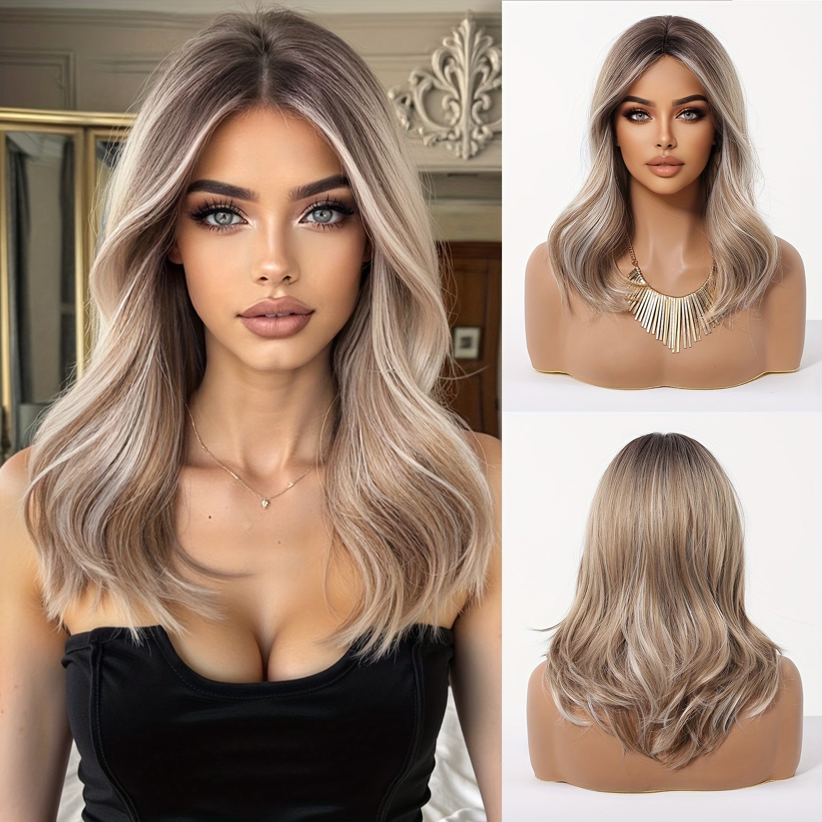 20 Inch Black Curly Wig with Figure-of-Eight Bangs; Wigs for Women, Carnival; Kpop, K Pop; Y2k; Cosplay; Fluffy Hair Net; Festive Atmosphere; Musthave for Beginners; Rose Net Hat; Comfortable to Wear; Matte High Temperature ; Unique Wig