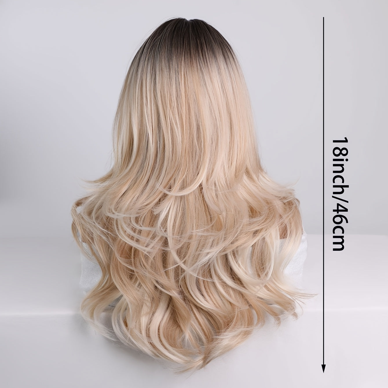 18-inch Medium-Length Gradient Brown-Golden Curly Wig with Bangs | Heat-Resistant Synthetic Hair Suitable for Women, Ideal for Daily Wear, Parties, Valentine'S Day, and Vacations