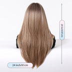 24-Inch Mixed Brown Synthetic Hair with Bangs | Layered Fashion Wig, Suitable for Women, Ideal for Daily Wear, Holidays, and Family Gatherings | Brand: DOFAMI